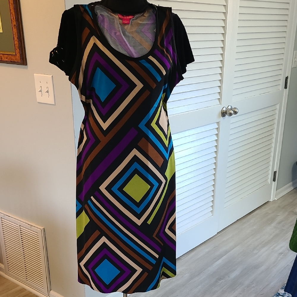 Sunny Leigh Colorful Geometric Midi Dress